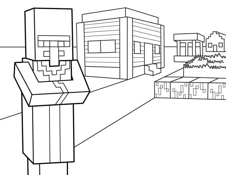 dibujo roblox aldeanos en el pueblo para colorear