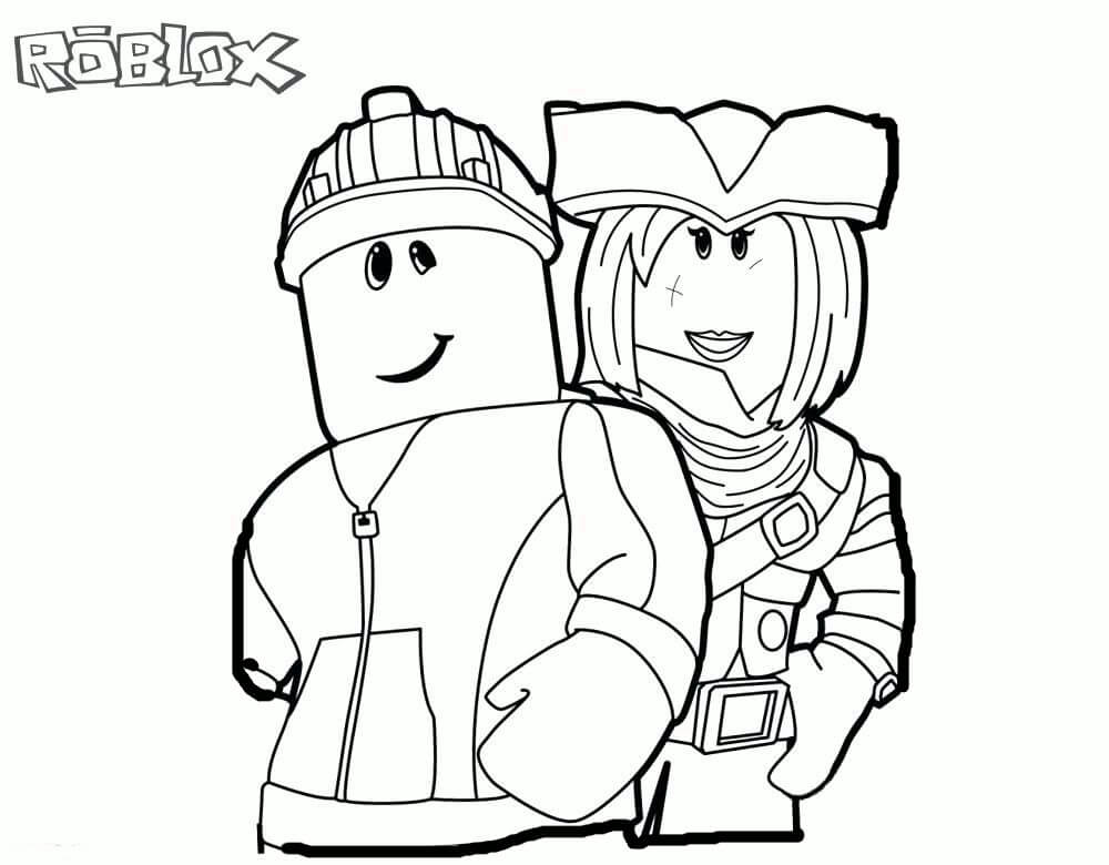 dibujo roblox con dos personajes para colorear