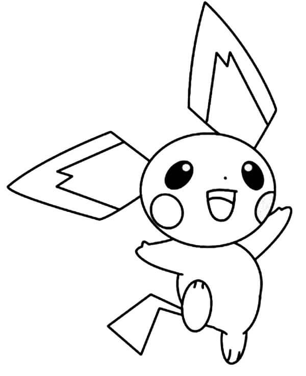 dibujo salto de pichu pokemon para colorear