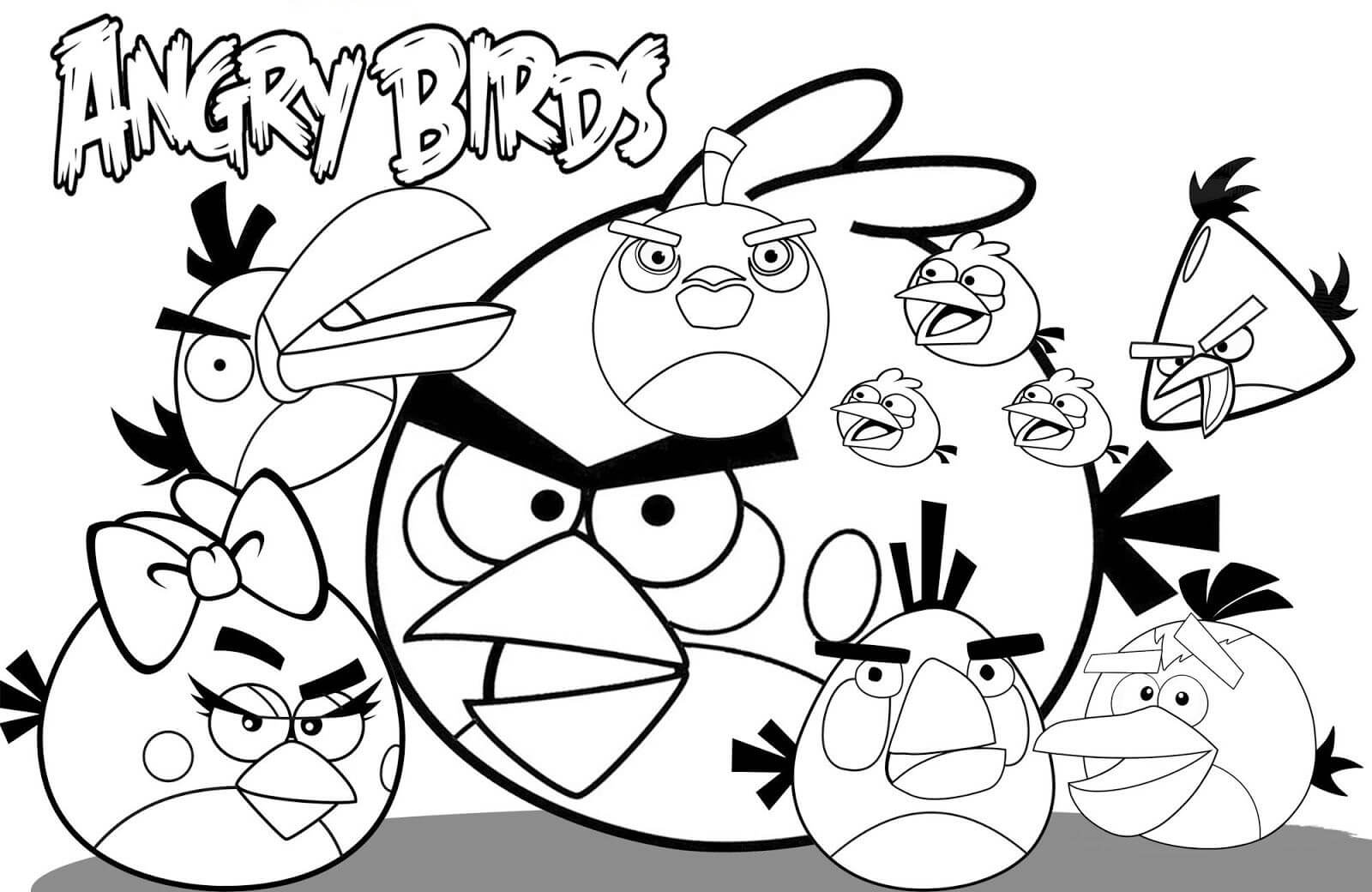 dibujo todos los personajes de angry birds para imprimir y colorear