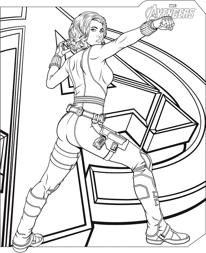 dibujo vengadores marvel viuda negra para imprimir y colorear 