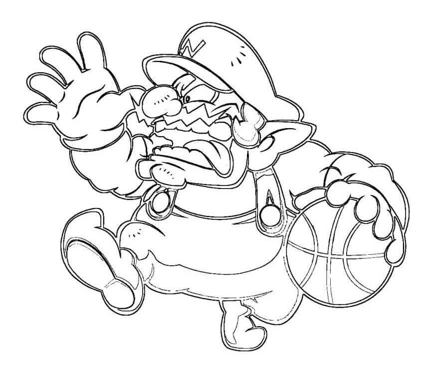 dibujo wario con una pelota para colorear