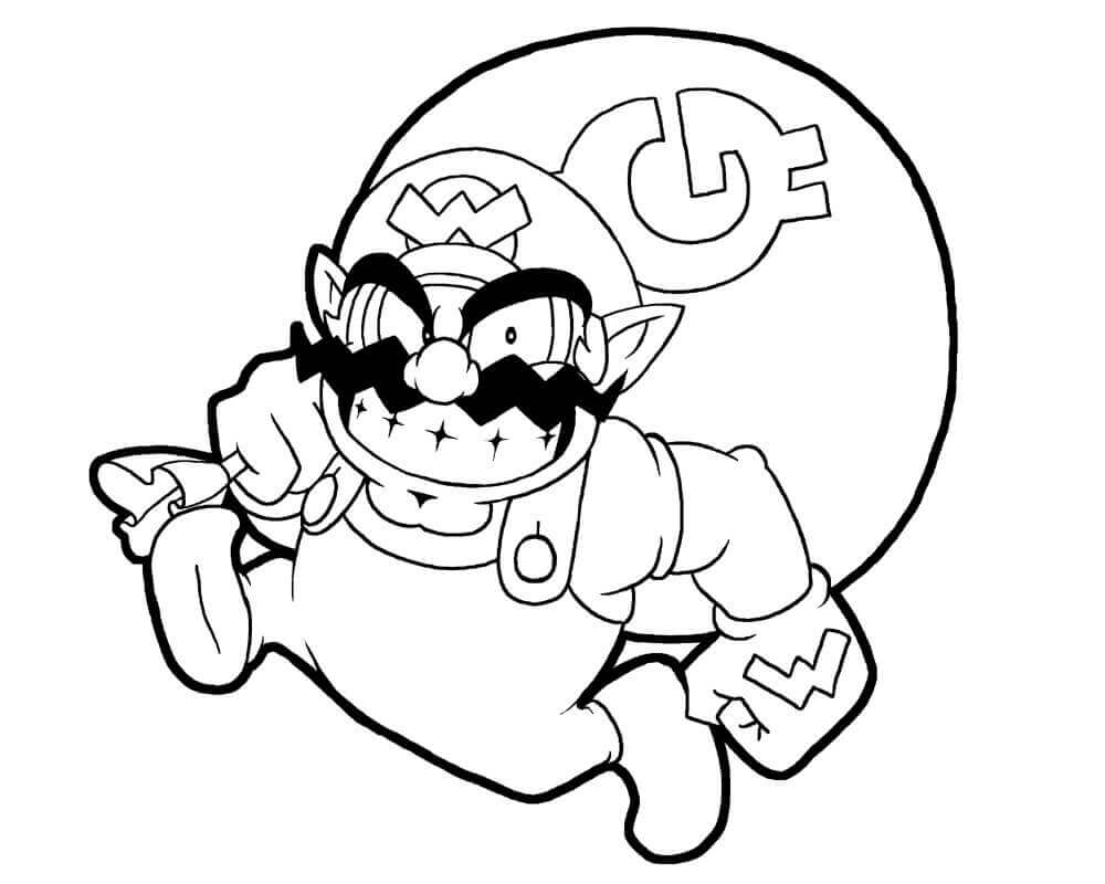 dibujo wario divertido para colorear