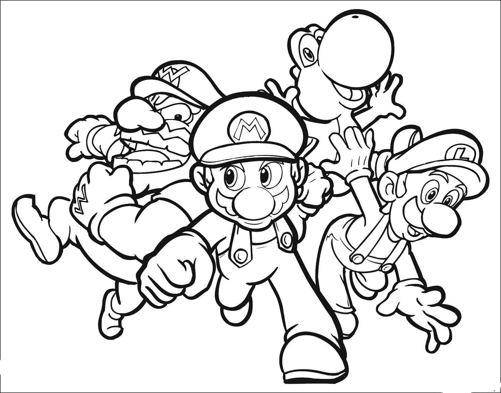 dibujo wario y personaje para colorear