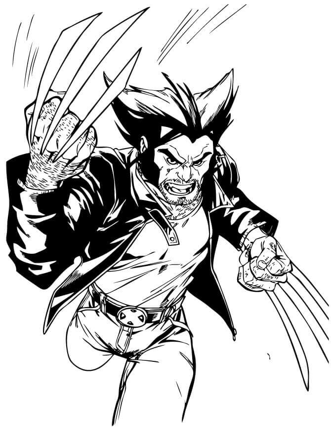 dibujo wolverine corriendo para imprimir y colorear 
