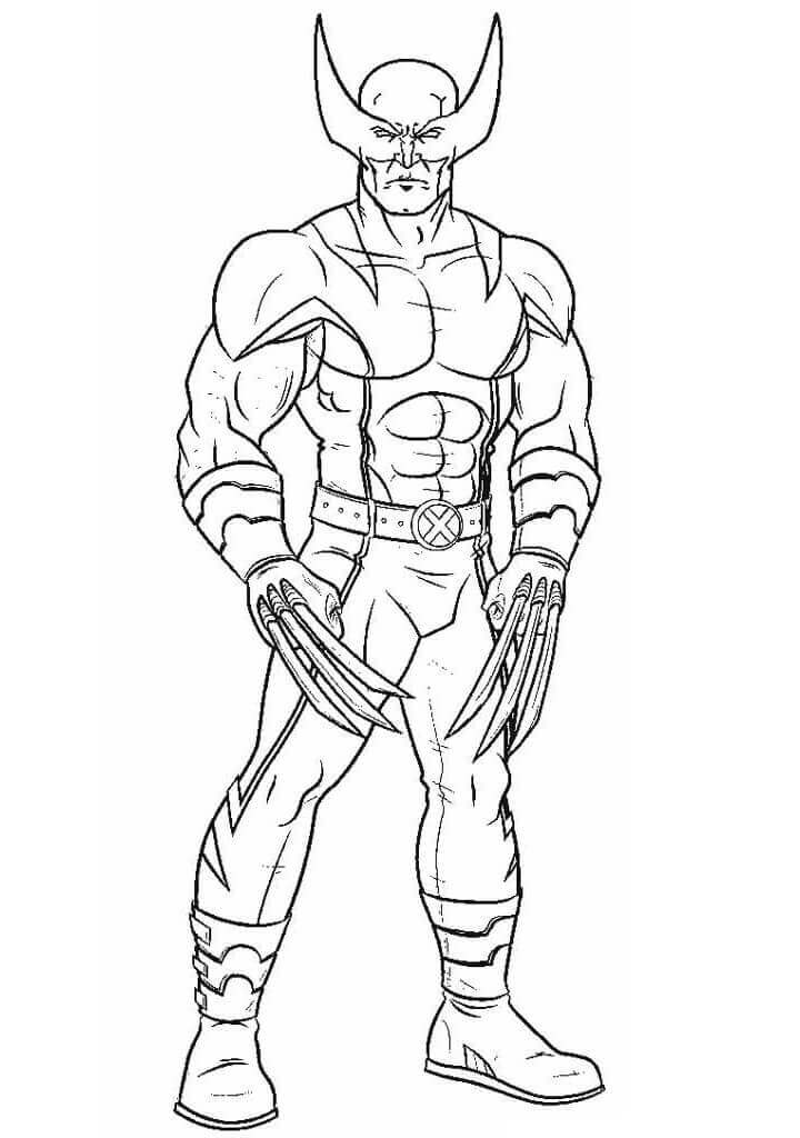 dibujo wolverine de pie para imprimir y colorear 