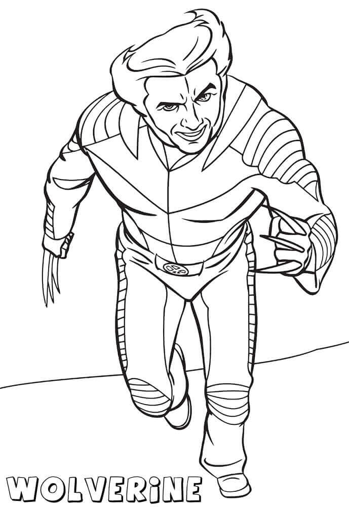 dibujo wolverine esta corriendo para imprimir y colorear 