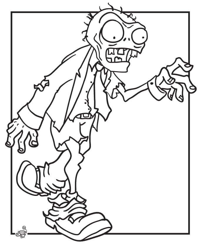 dibujo zombi andante en plants vs zombies colorear