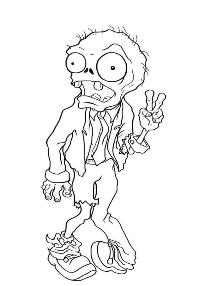 dibujo zombi divertido en plants vs zombies colorear