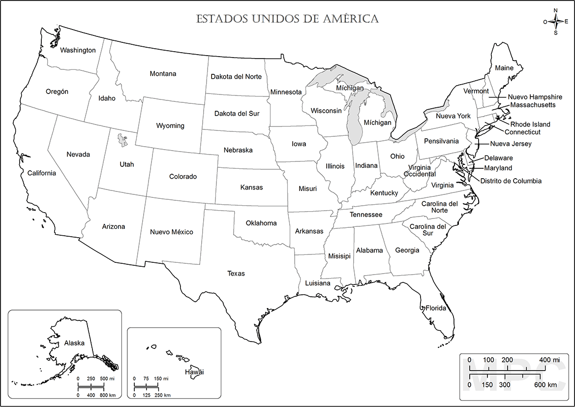mapa estados unidos estados con nombres