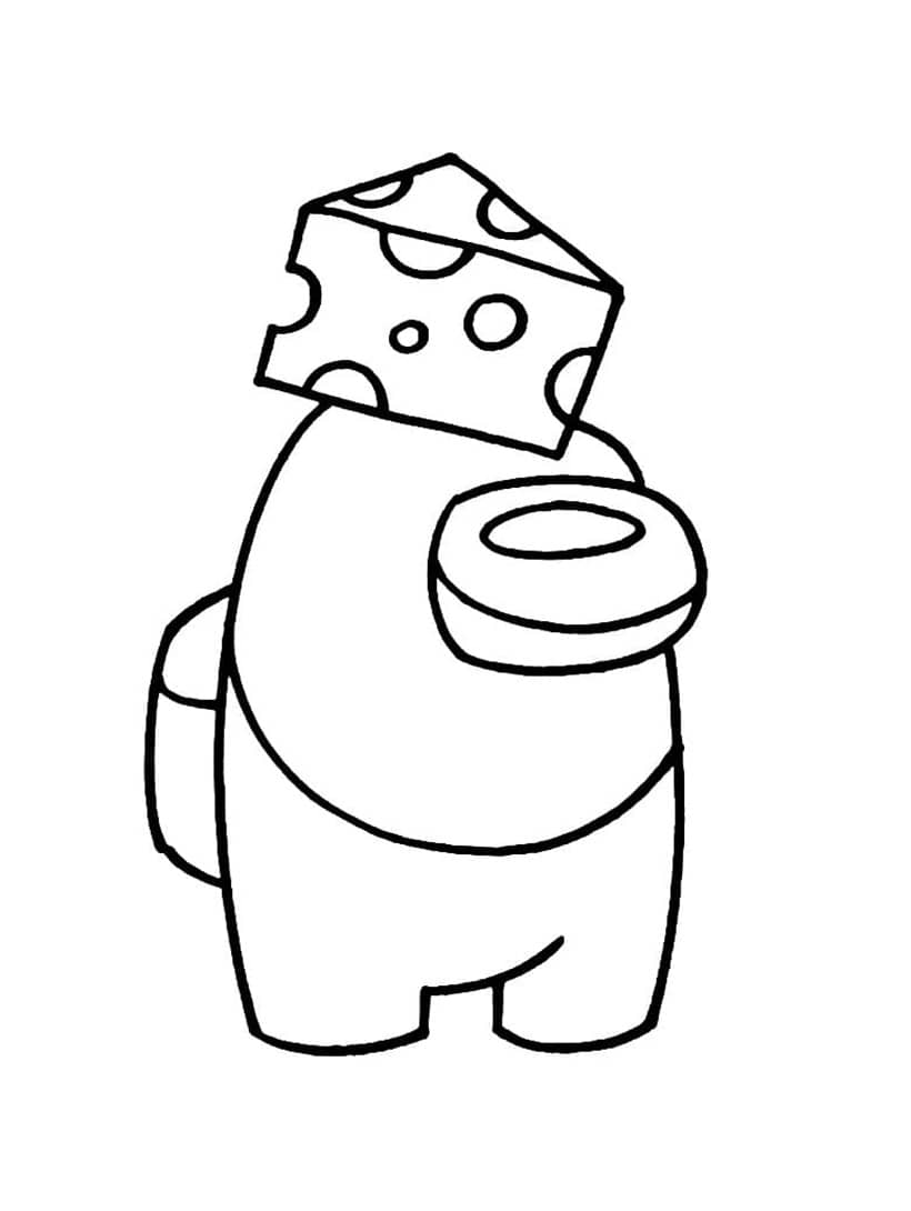 Dibujo de Among Us Con Queso para Colorear y Imprimir