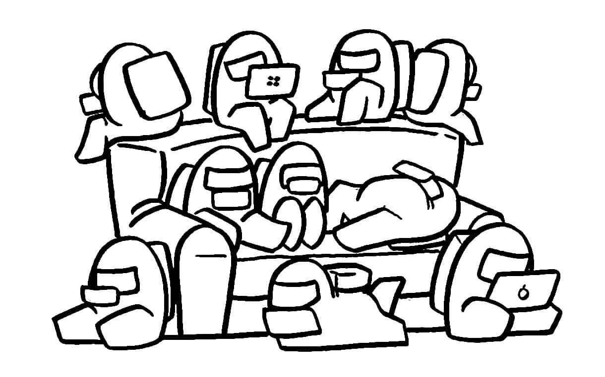 Dibujo de Among Us En Casa para Colorear y Imprimir