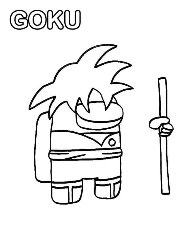Dibujo de Among Us Goku para Colorear y Imprimir