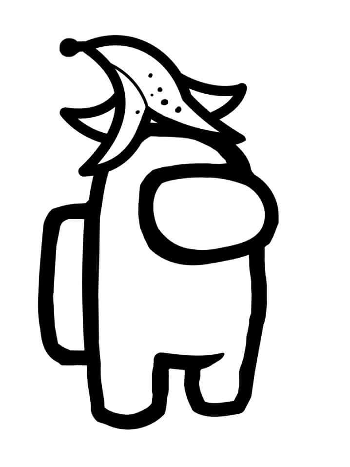 Dibujo de Among Us Sombrero de Plátano para Colorear y Imprimir