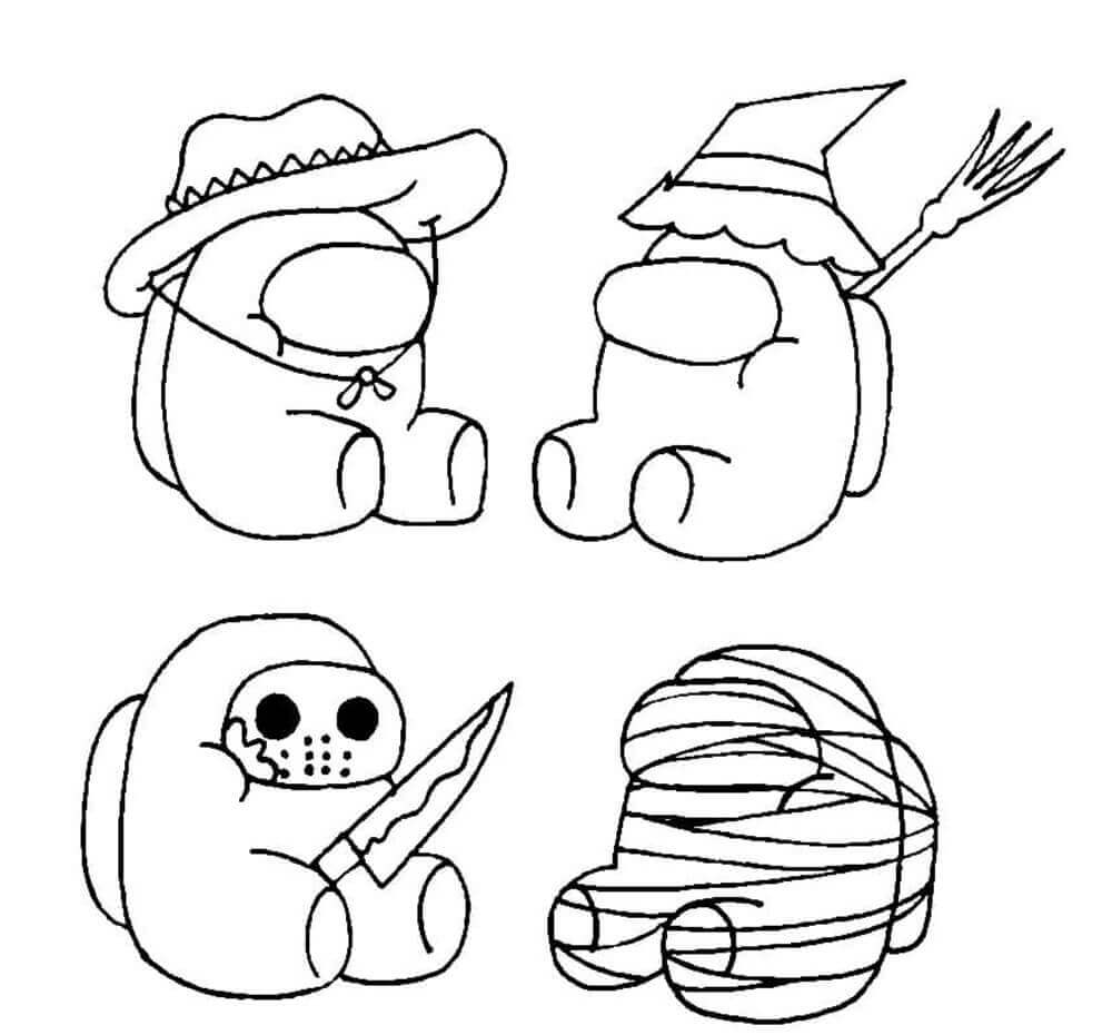 Dibujo de Among Us Víspera de Todos Los Santos para Colorear y Imprimir