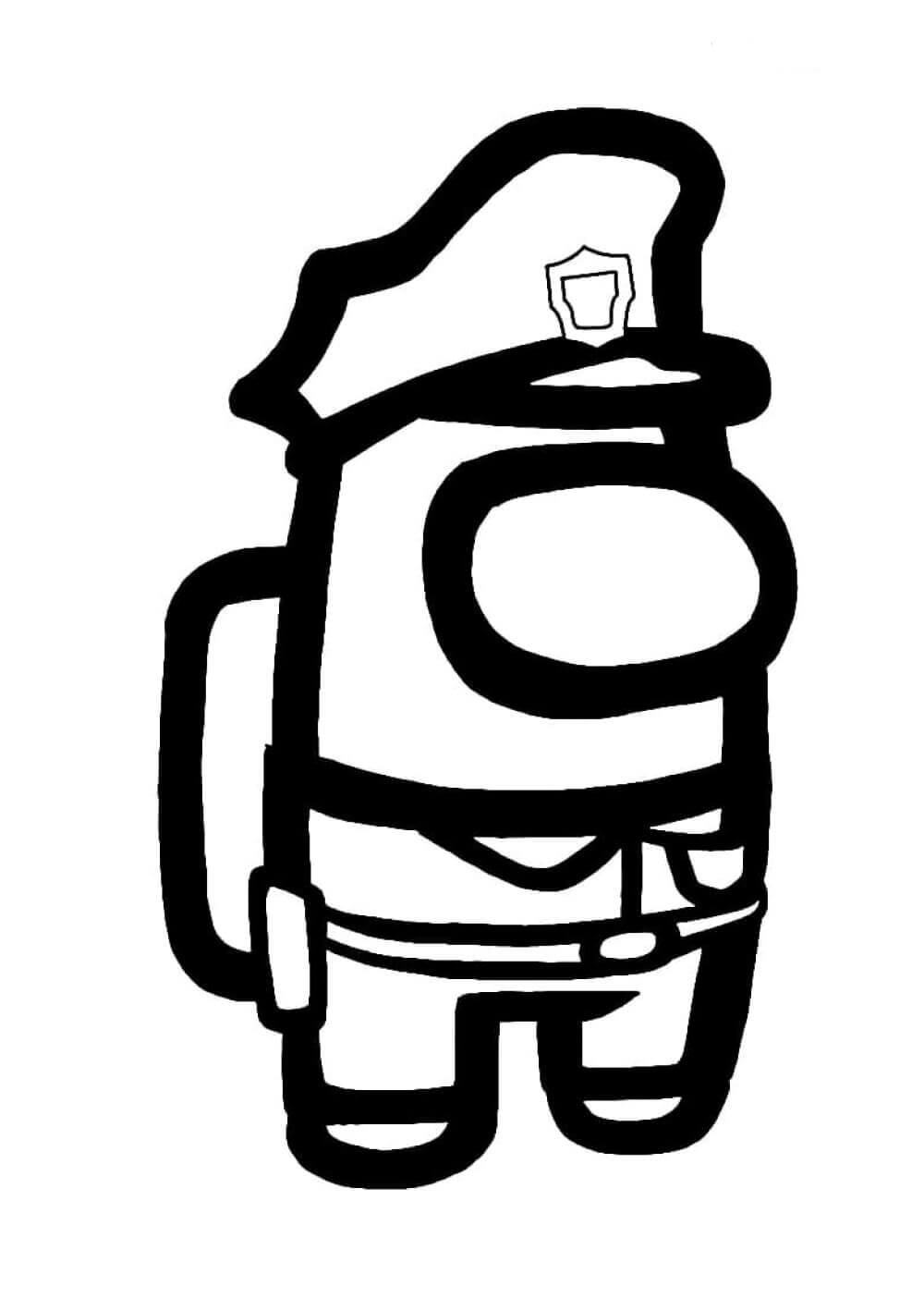 Dibujo de Paquete de Policía Among Us para Colorear y Imprimir