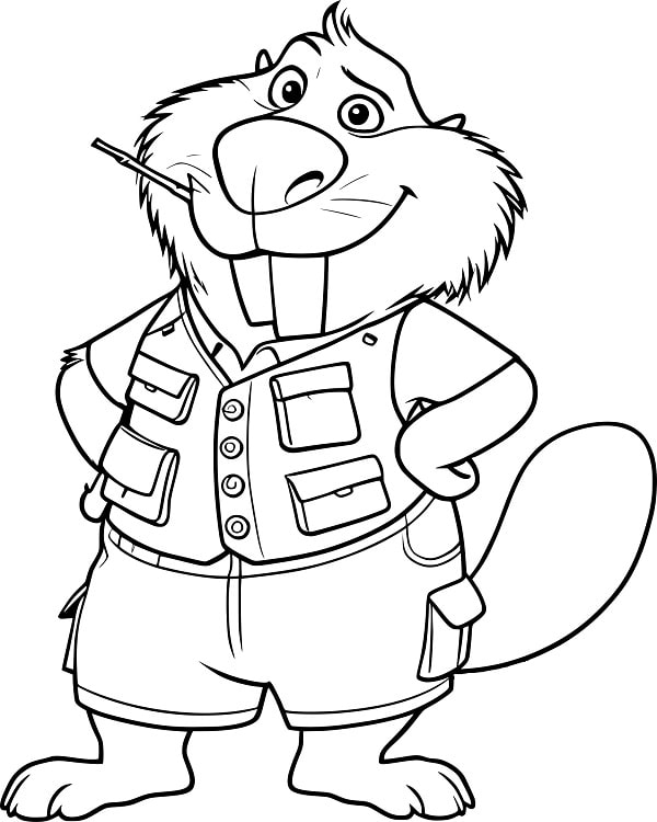 Dibujo de Castor Nibbles Maplestick de Zootopia 2 para Imprimir y Colorear