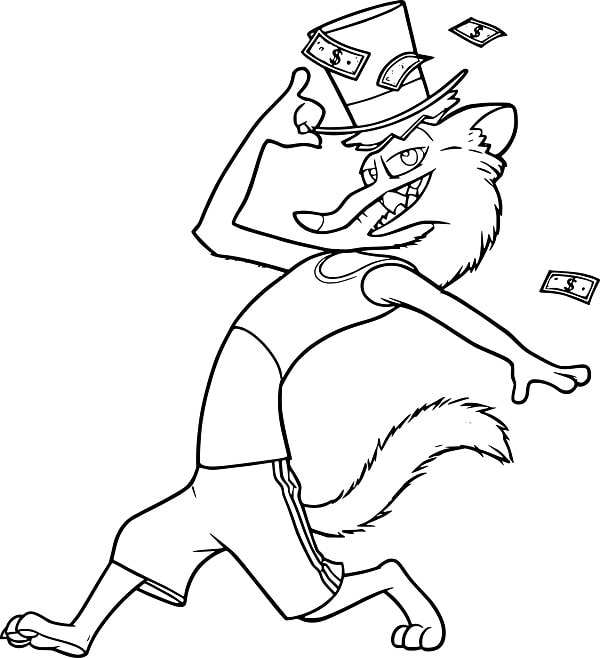 Dibujo de Duke Weaselton de Zootopia 2 para Colorear y Pintar Online