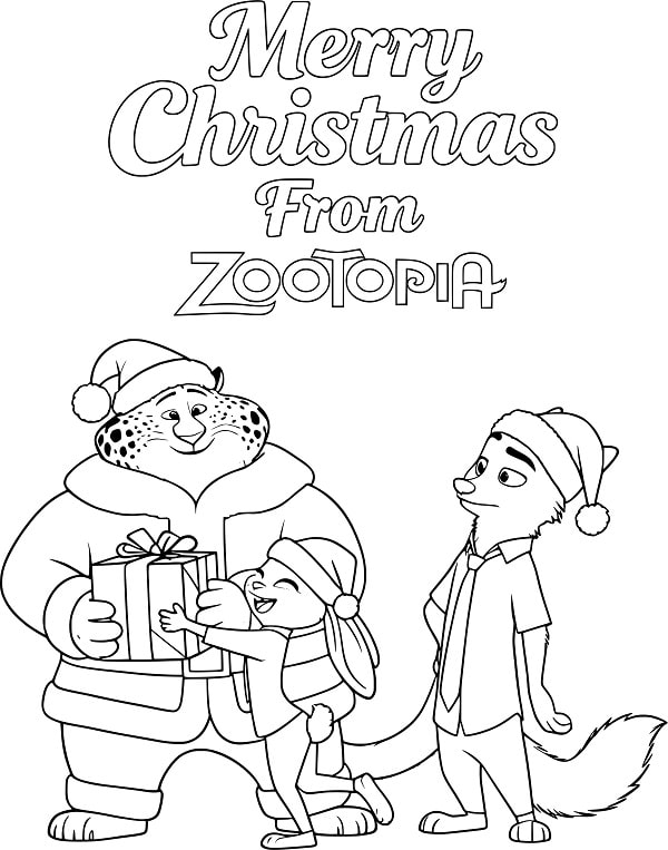 Dibujo de Navidad de La Película Zootopia 2 para Colorear y Imprimir