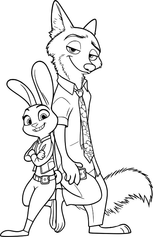 Dibujo para Colorear Zootopia 2 Judy y Nick Gratis
